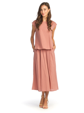 Sleeveless cotton set in rose color