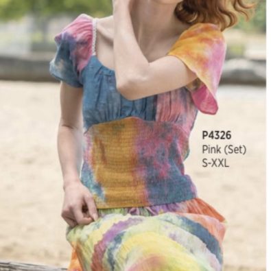 Beautiful tie dyed top and skirt in cotton set