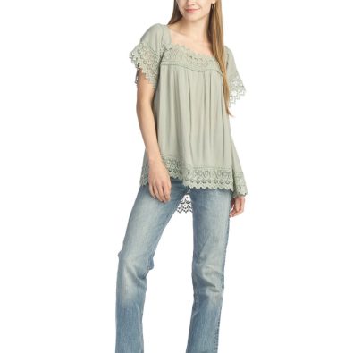 Flowy lace detail blouse