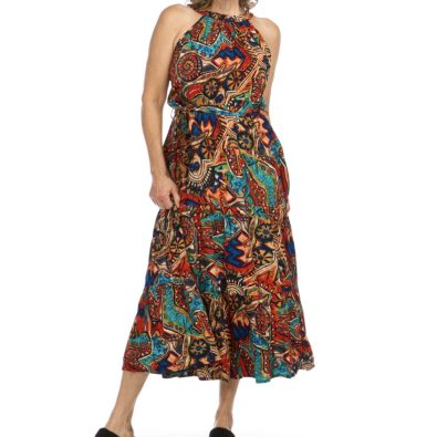 Abstract halter neck dress