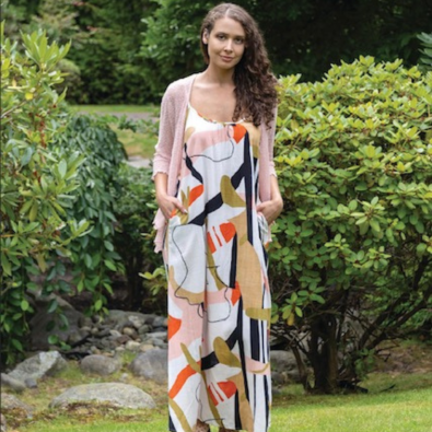 Floral print spaghetti strap dress made with natural fabric