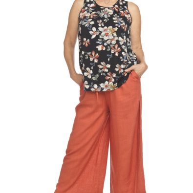 Linen blend wide leg pants