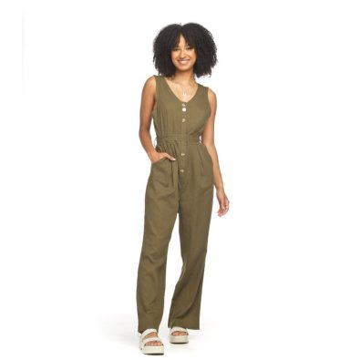 Sleeveless button front jumpsuit