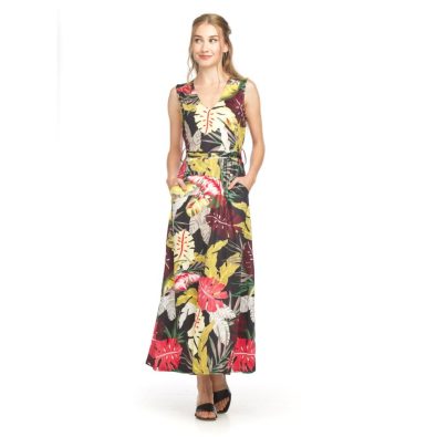 Tropical print stretch Maxi dress