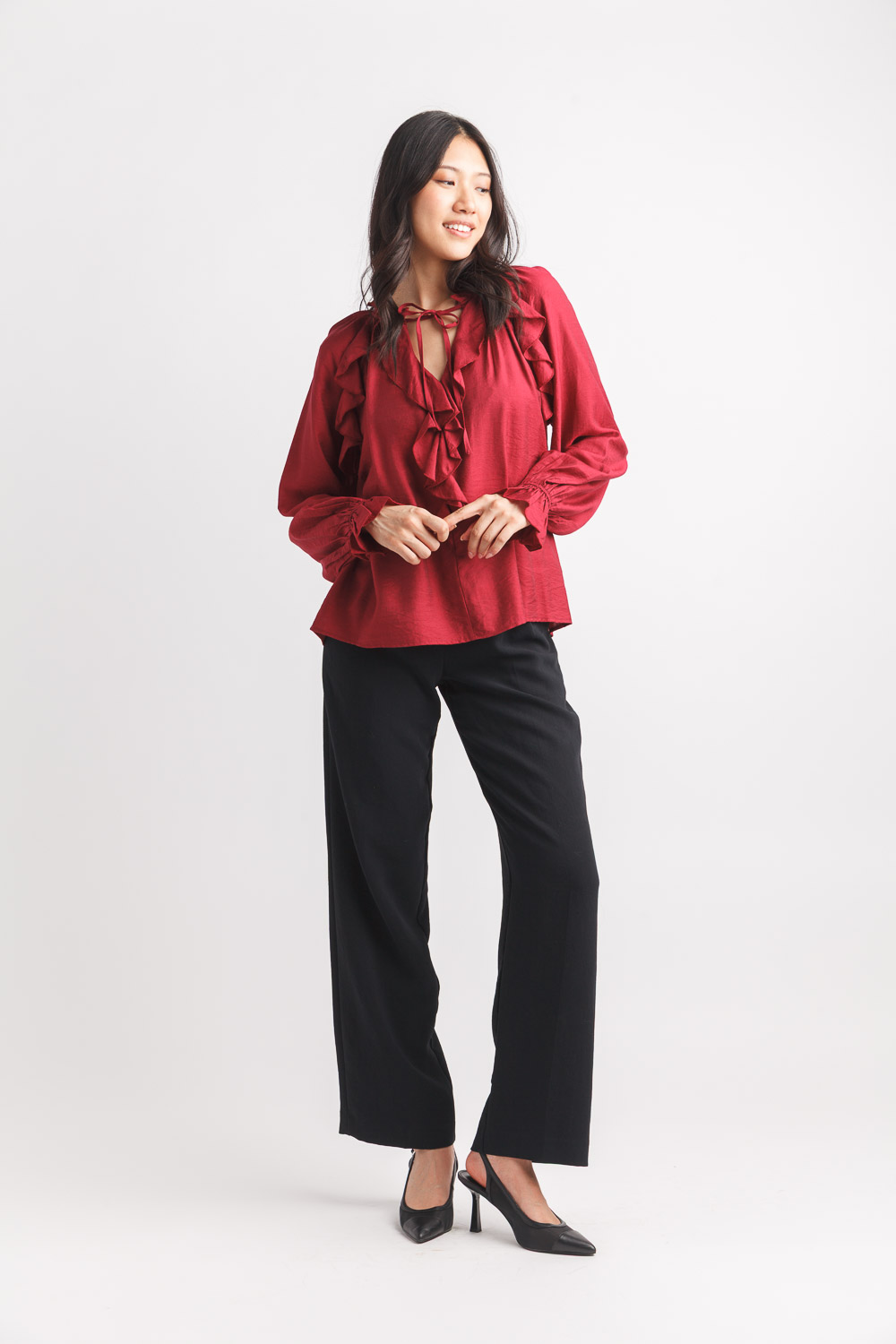 Long Sleeves Satin Blouse