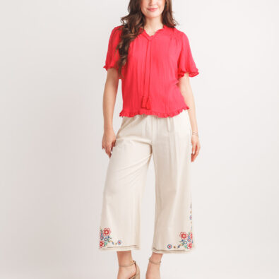 Short sleeve ruffle top
